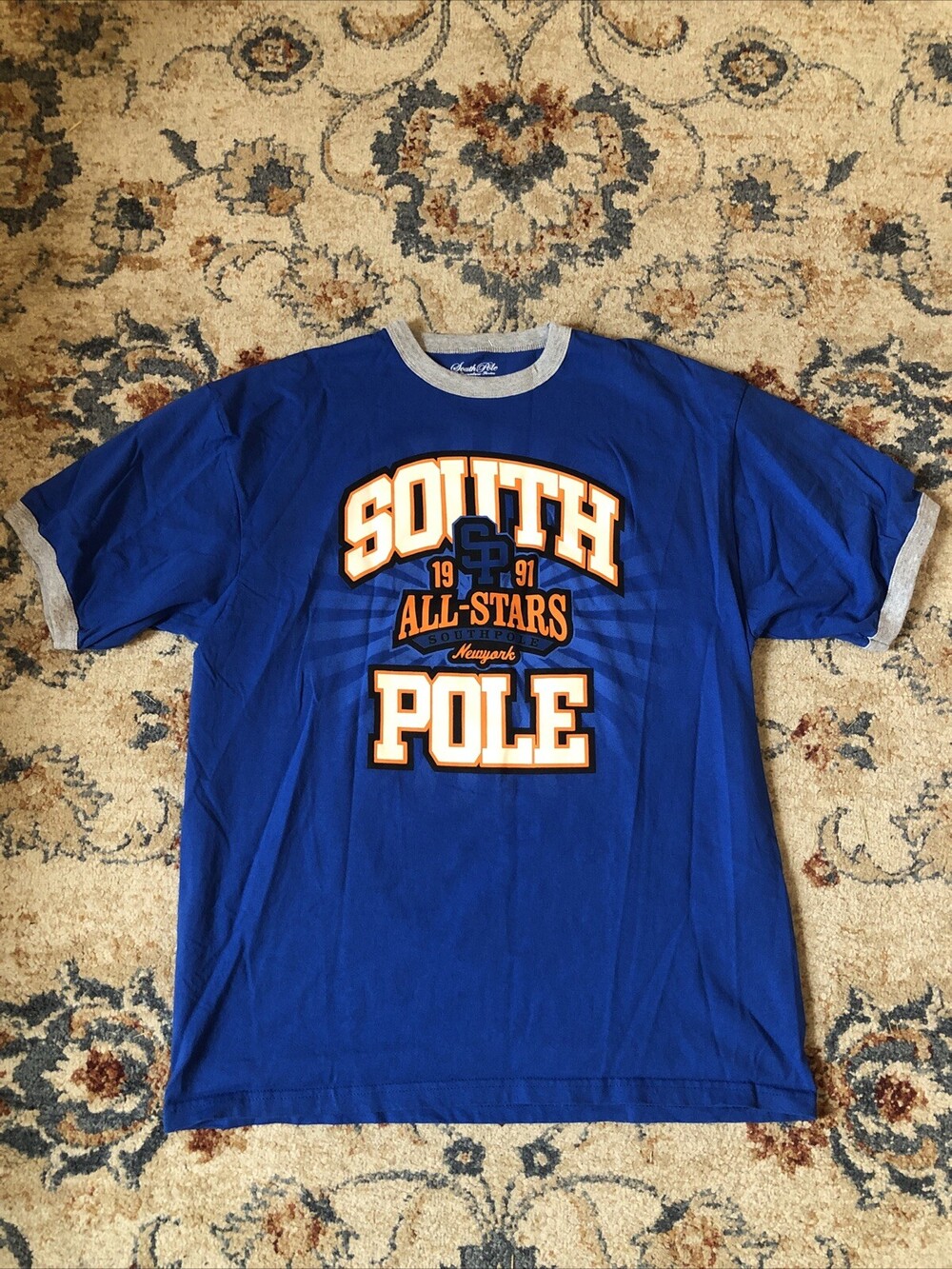 South Pole 1991 Signature Series Blue Graphic All-Stars New York T-Shirt Sz L
